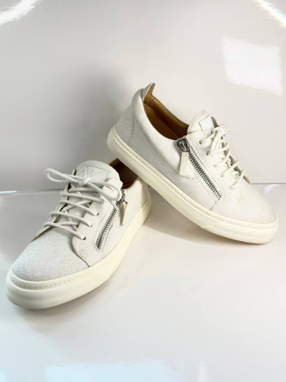 Giuseppe Zanotti Glitter Leather Sneakers – Made in Italy – EU 38 (US Women’s 8)